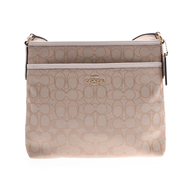 COACH Coach Signature Flat Outlet Ivory/Beige F29960 Ladies Canvas/Leather Shoulder Bag Unused Ginzo