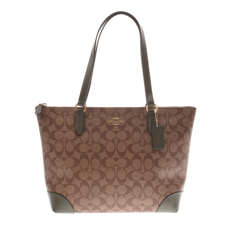 Coach signature hotsell zip tote