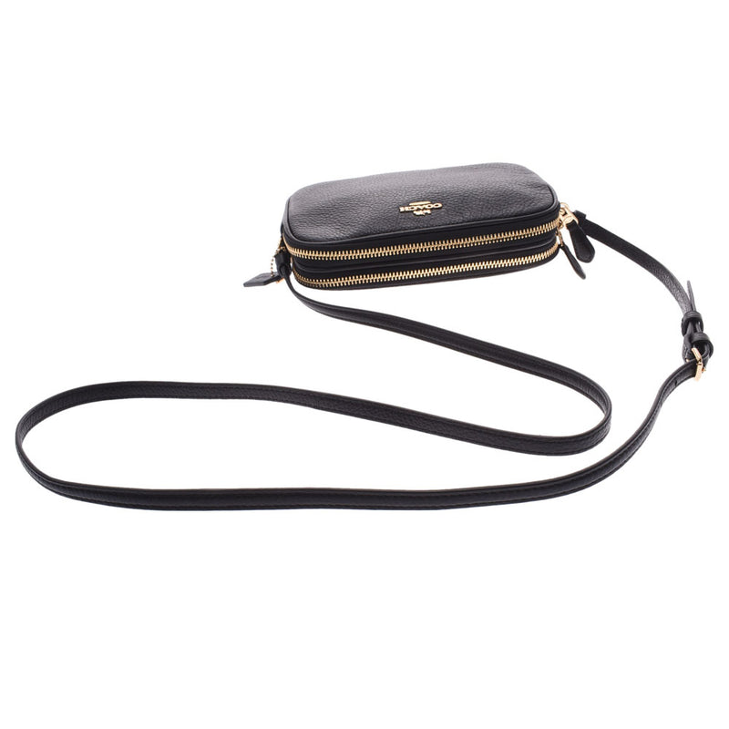 COACH coach pochette type outlet black gold metal fittings F30259 ladies calf shoulder bag unused Ginzo