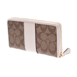 COACH coach signature round fastener long wallet outlet beige / ivory F54630 Lady's PVC/ leather long wallet-free silver storehouse