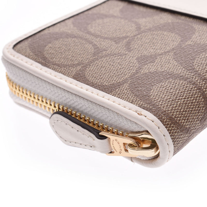 COACH coach signature round fastener long wallet outlet beige / ivory F54630 Lady's PVC/ leather long wallet-free silver storehouse