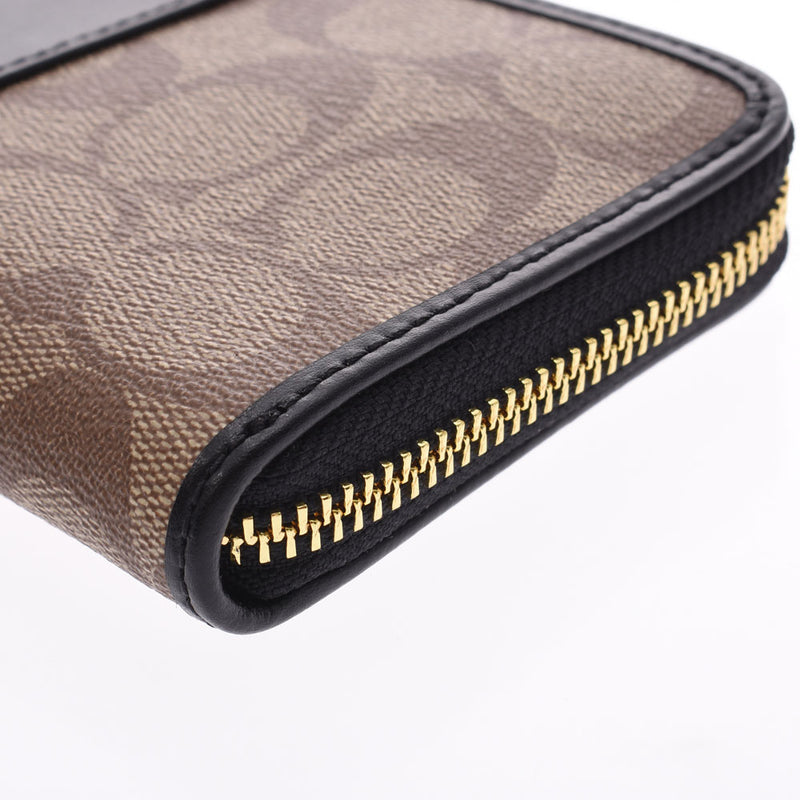 COACH Coach Signature Round Zipper Wallet Outlet Beige/Black F54630 Ladies PVC/Leather Wallet Unused Ginzo
