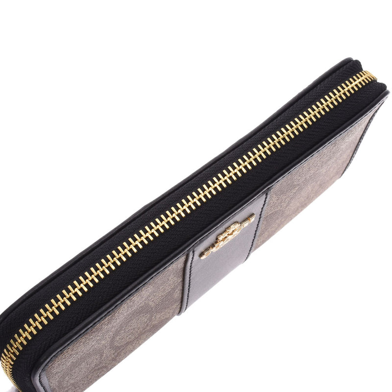 COACH Coach Signature Round Zipper Wallet Outlet Beige/Black F54630 Ladies PVC/Leather Wallet Unused Ginzo