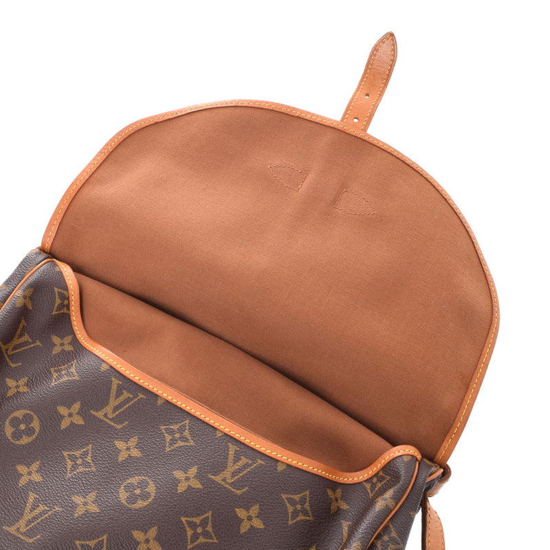 ●「LOUIS VUITTON = Louis Vuitton Monogram Somur 30 Brown M42256 = Unisex Monogram Canvas Shoulder Bag B Rank used silverware