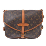 ●「LOUIS VUITTON = Louis Vuitton Monogram Somur 30 Brown M42256 = Unisex Monogram Canvas Shoulder Bag B Rank used silverware