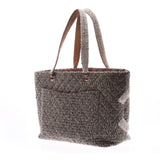 CHANEL Cambon line large tote gray silver hardware Ladies tweed tote bag B rank used silver warehouse