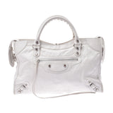 BALENCIAGA Balenciaga The City 2WAY Bag White Ladies Leather Handbag B Rank Used Ginzo