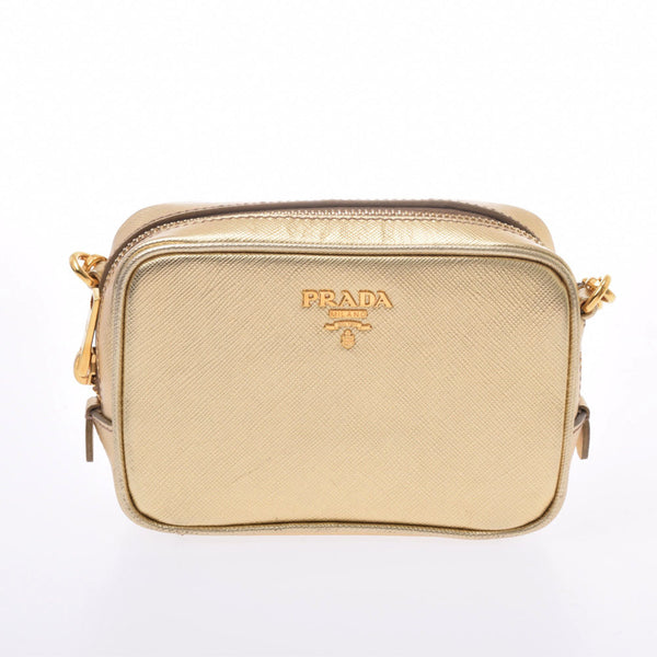 PRADA プラダ ミニショルダー ポシェット ゴールド ゴールド金具 1N1674 レディース サフィアーノ ショルダーバッグ Aランク 中古 銀蔵