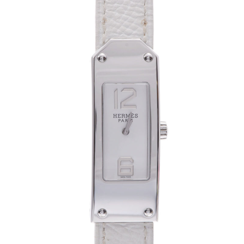 HERMES Hermes Kelly 2 Watch KT1. 210 □I engraved (circa 2005) ladies ' SS/leather watch quartz white dial AB ranked second-hand silver