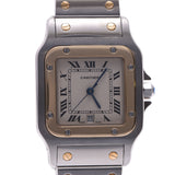 CARTIER Cartier Santos Garbe LM old style buckle boys SS/YG watch quartz white dial a rank second-hand silver