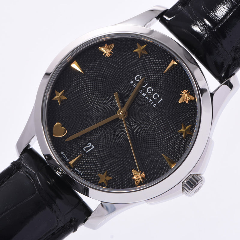 GUCCI Gucci G-Timeless YA126469 Boys SS/Leather Watch Automatic Winding Black Dial A Rank Used Ginzo