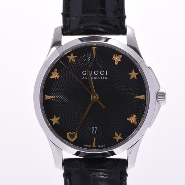 GUCCI Gucci G-Timeless YA126469 Boys SS/Leather Watch Automatic Winding Black Dial A Rank Used Ginzo