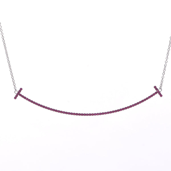 TIFFANY&Co. Tiffany T Smile Necklace Large Ladies K18WG/Ruby Necklace A Rank Used Ginzo