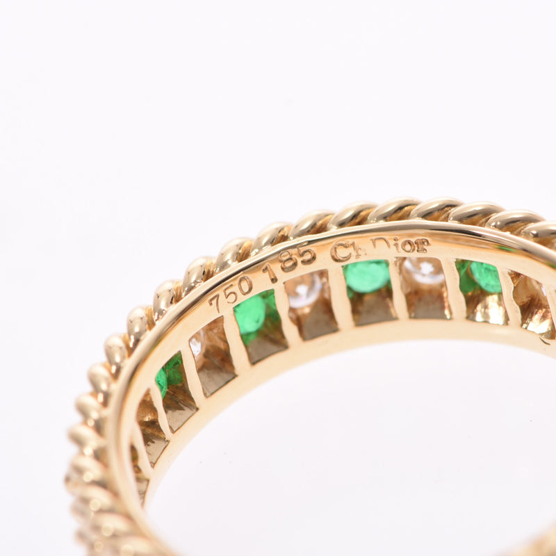 克里斯汀·迪奥（Christian Dior）钻石/祖母绿半月形永恒戒指10号女士K18YG戒指/戒指A级二手Ginzo