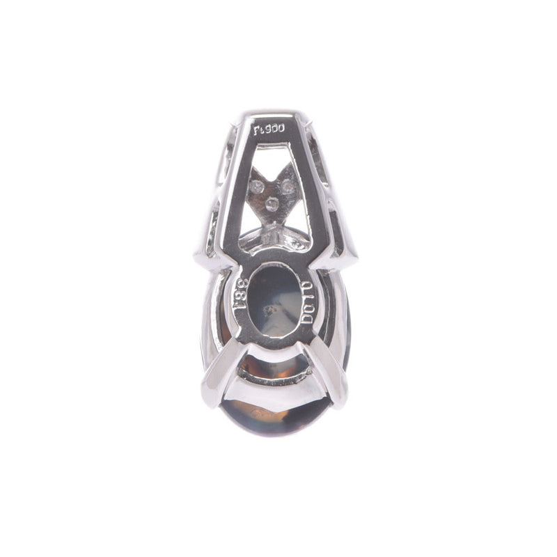 Black Opal 3.81ct Diamond 0.13ct Charm Ladies Pt900 Platinum Pendant Top A Rank Used Ginzo