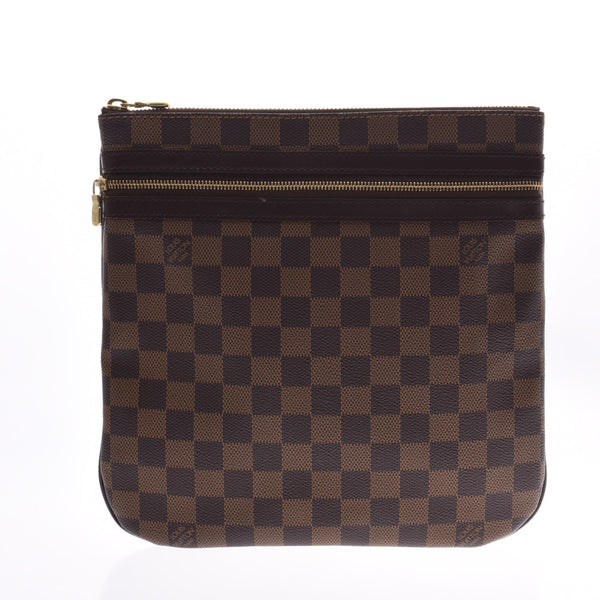 LOUIS VUITTON路易威登Damier Pochette Bosphor Brown N51111中性Damier帆布单肩包A Rank二手货Ginzo