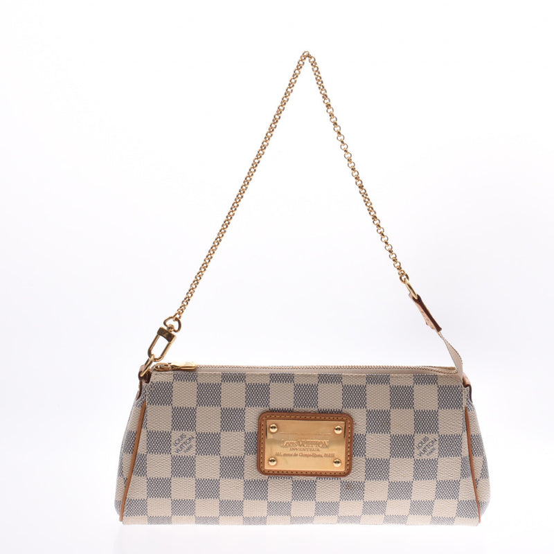 LOUIS VUITTON LOUIS VUITTON Eva Clutch Shoulder Bag N55214 Damier Azur  Canvas White Used Women N55214