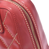 CHANEL wild stitch red gold metal fittings ladies calf handbag B rank used Ginzo