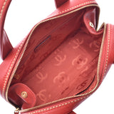 CHANEL wild stitch red gold metal fittings ladies calf handbag B rank used Ginzo