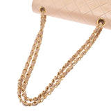 CHANEL Chanel, Matrasse chain shoulder bag, double flap, bend, gold, gold, Ladies, lambskin, shoulder bag, B, used silver,