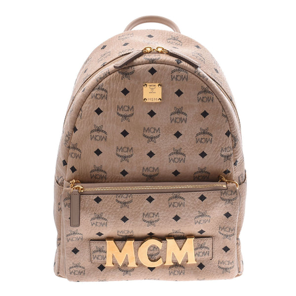 MCM emblem backpack remove beige leather leather backpack day pack