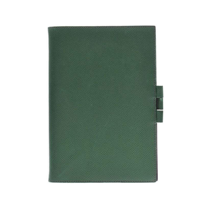 HERMES议程绿色/海军蓝色□A刻（约1997年）中性Kushbell笔记本封面B等级二手银