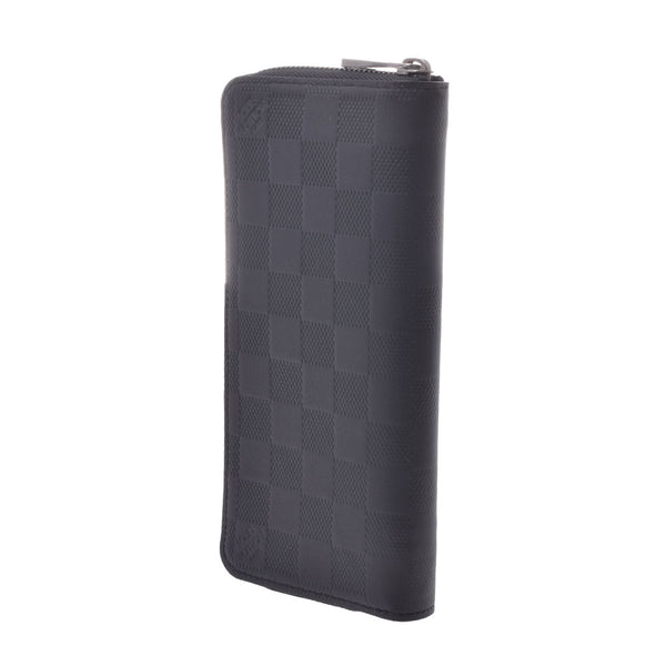 LOUIS VUITTON ルイヴィトンダミエアンフィニジッピーウォレットヴェルティカル black N63548 men leather long wallet A rank used silver storehouse