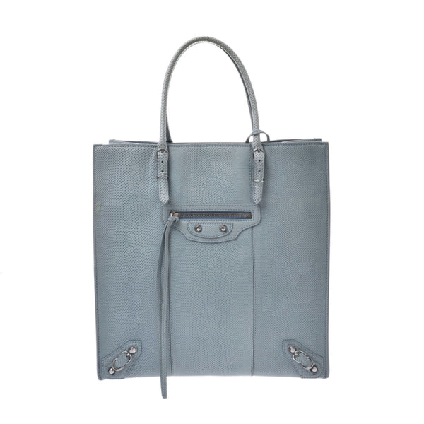 BALENCIAGA Balenciaga The Paper Tote Bag Light Blue Unisex Calf Handbag B Rank Used Ginzo