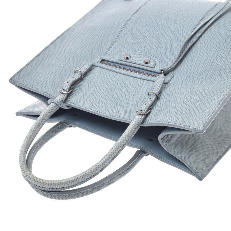 BALENCIAGA Balenciaga The Paper Tote Bag Light Blue Unisex Calf Handbag B Rank Used Ginzo