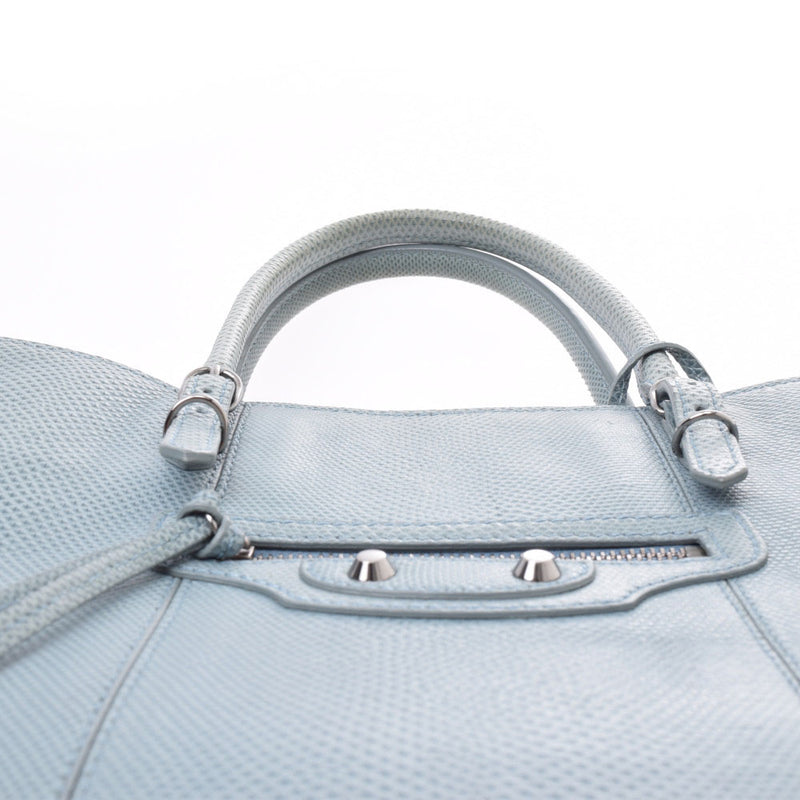 BALENCIAGA Balenciaga The Paper Tote Bag Light Blue Unisex Calf Handbag B Rank Used Ginzo