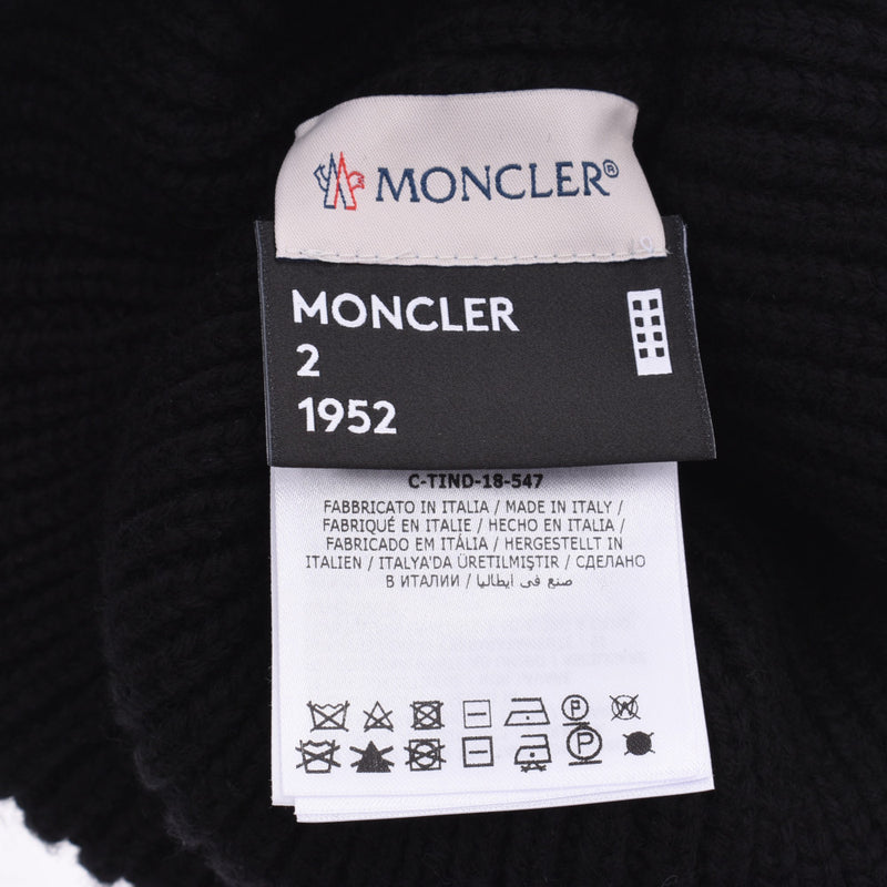 MONCLER Moncler针织帽黑色男女皆宜的100％羊毛针织帽Shindo二手Ginzo