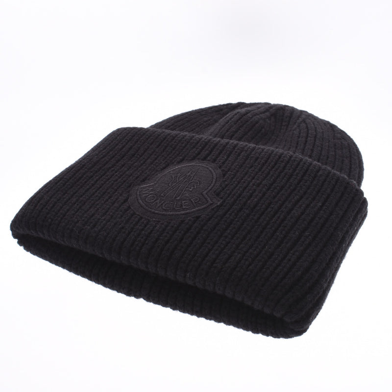 数時間値下げ⭐️モンクレール　ニットキャップ　ニット帽　ブラックロゴ　ユニセックス正規品