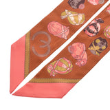 HERMES Twilly Jockey/JOCKEY brown ladies silk scarf A rank used Ginzo