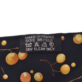 HERMES Twilly Tree Pattern Black/Orange Ladies Silk Scarf A Rank Used Ginzo