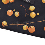 HERMES Twilly Tree Pattern Black/Orange Ladies Silk Scarf A Rank Used Ginzo