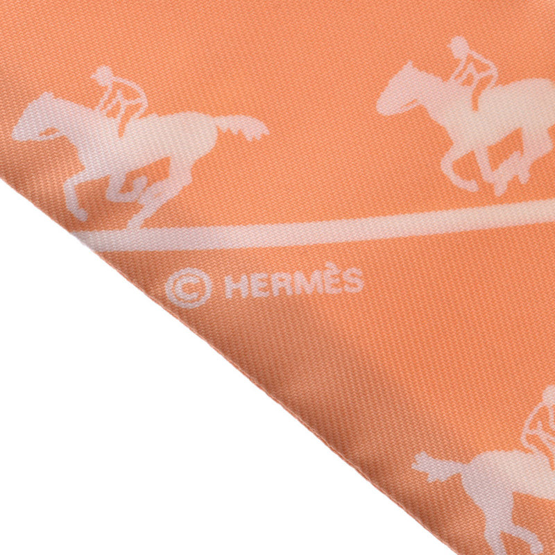 HERMES Hermes Twilly Arlyle/Le ALLURE riding on orange/white Ladies, silk scarf, A-rank second-hand silver,