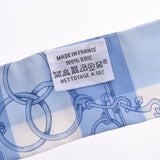 HERMES New tags for Mors et Gourmettes Vichy Blue/Light Blue/White Ladies Silk Scarf AB Rank Used Ginzo