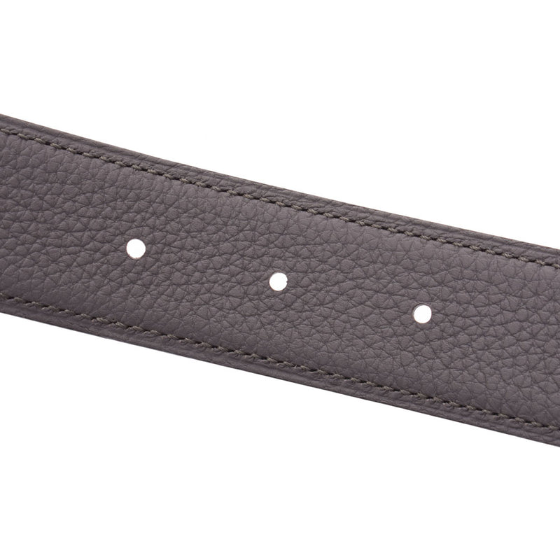HERMES Hermes H-Belt 85cm Reversible Black/Ethan Silver Fittings D Engraved (c.) Men's BOX Calf/Togo Belt New Ginzo
