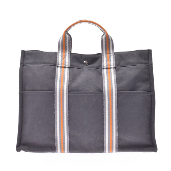 HERMES Fool toe MM Ginza limited gray unisex canvas tote bag B rank used Ginzo