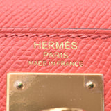 HERMES Hermes Kelly 28 outside sewing 2WAY bag Rose Jaipur gold metal fittings X carved seal (about 2016) レディースヴォーエプソンハンドバッグ newly used goods silver storehouse