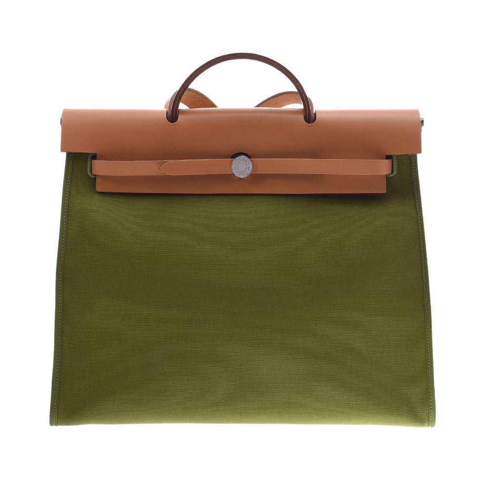 HERMES エールバッグ アドPM ブラウン/カーキ(グリーン) エルメスエールバッグジップMM カーキ/茶 シルバー金具 □Q刻印(2013