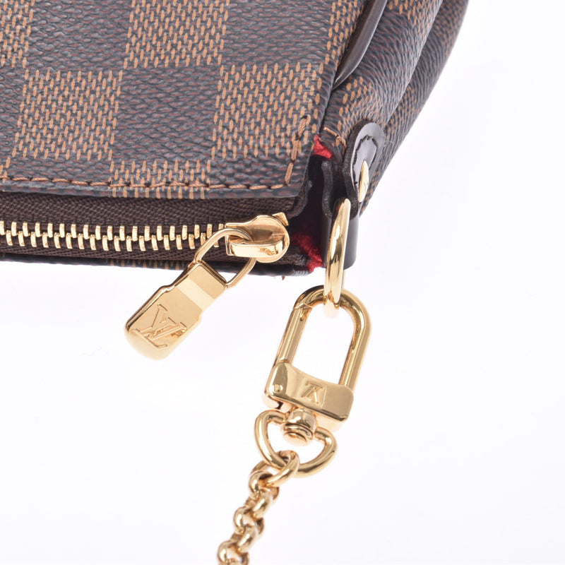 LOUIS VUITTON路易威登Damier Eva 2WAY包棕色N55213女士Damier帆布皮革单肩包A Rank二手货Ginzo