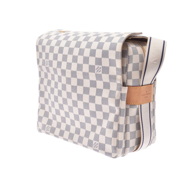 LOUIS VUITTON路易威登Damier Azur Naviglio白色N51189中性Damier Azur帆布肩背包AB等级二手Ginzo