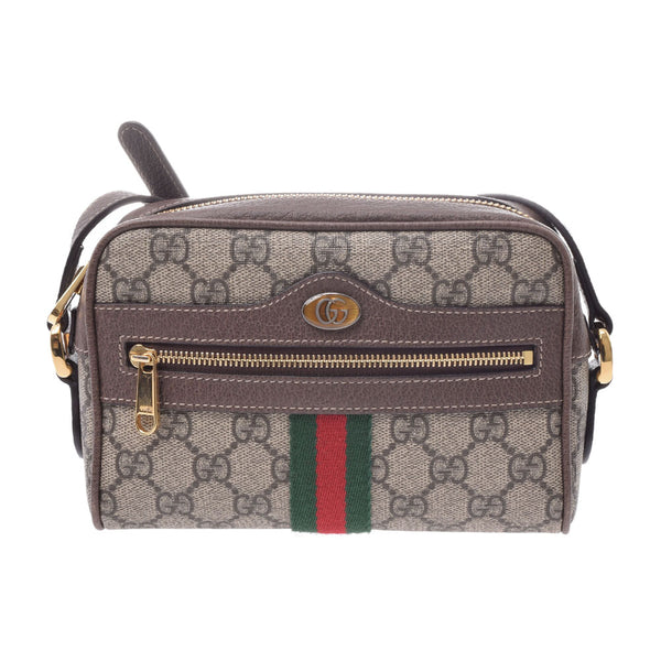 GUCCI グッチ オフィディア ベージュ系/茶/緑/赤 517350 レディース GGスプリームキャンバス PVC/レザー ショルダーバッグ Aランク 中古 銀蔵