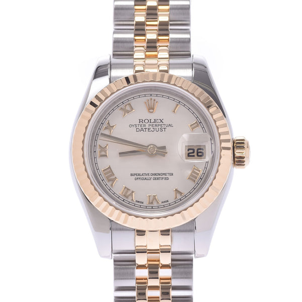 Lax Rolex date just 179173 ladies YG / SS Watch automatic winding white