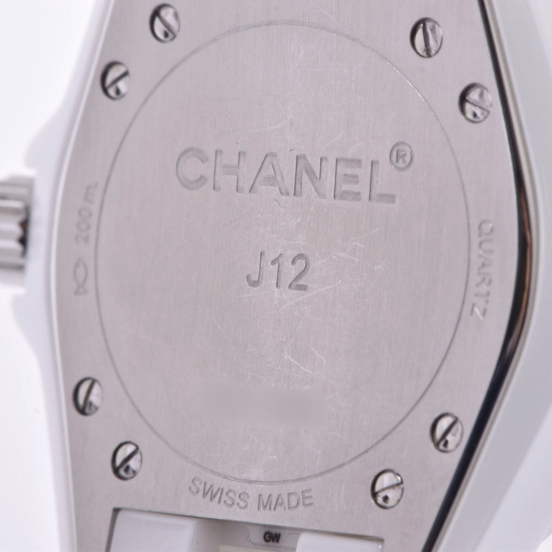 CHANEL シャネル J12 33mm 12Pダイヤ H1628 ボーイズ 白セラミック/SS/ダイヤ 腕時計 クオーツ 白文字盤 ABランク 中古 銀蔵