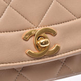 CHANEL Mattelasse Chain Shoulder Bag Diana Beige Gold Hardware Ladies Lambskin Shoulder Bag AB Rank Used Ginzo