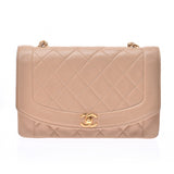 CHANEL Mattelasse Chain Shoulder Bag Diana Beige Gold Hardware Ladies Lambskin Shoulder Bag AB Rank Used Ginzo