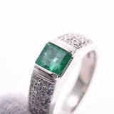 No. 13.5 Ladies PT900/Emerald 1.13ct/Diamond 0.35ct Ring/Ring A Rank Used Ginzo