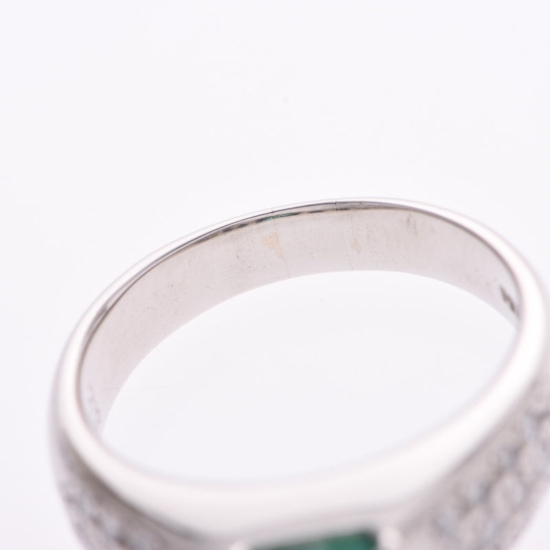 No. 13.5 Ladies PT900/Emerald 1.13ct/Diamond 0.35ct Ring/Ring A Rank Used Ginzo